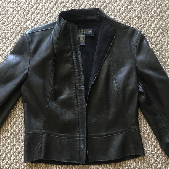 DONNA KARAN 100% LAMBSKIN SOFT BLACK MOTO JACKET - Picture 3 of 5